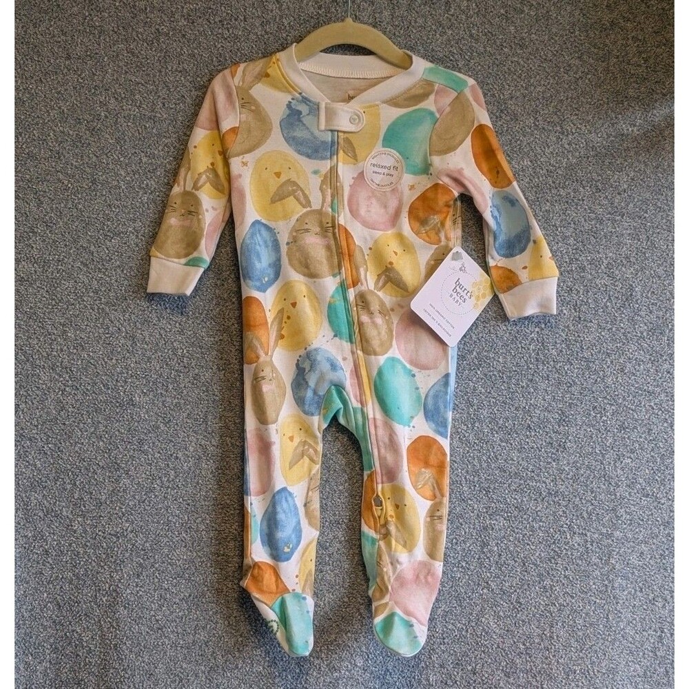 Burt's Bees Baby Size 3-6M Easter Friends Organic Cotton Footed Play Sleep Suit